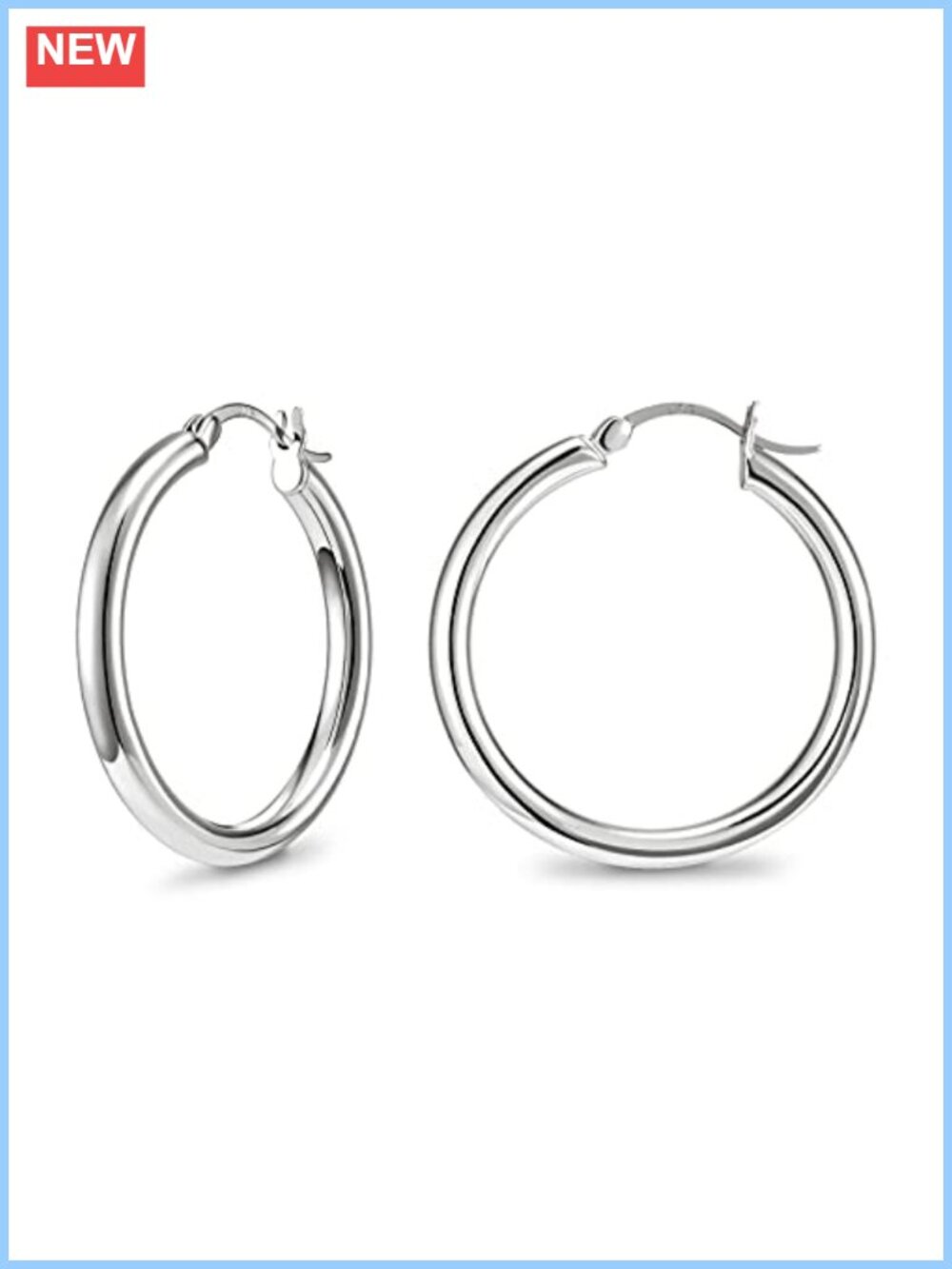 Chunky Hoop Earrings 925 Sterling Silver Post White Gold Plated Copper Hinged